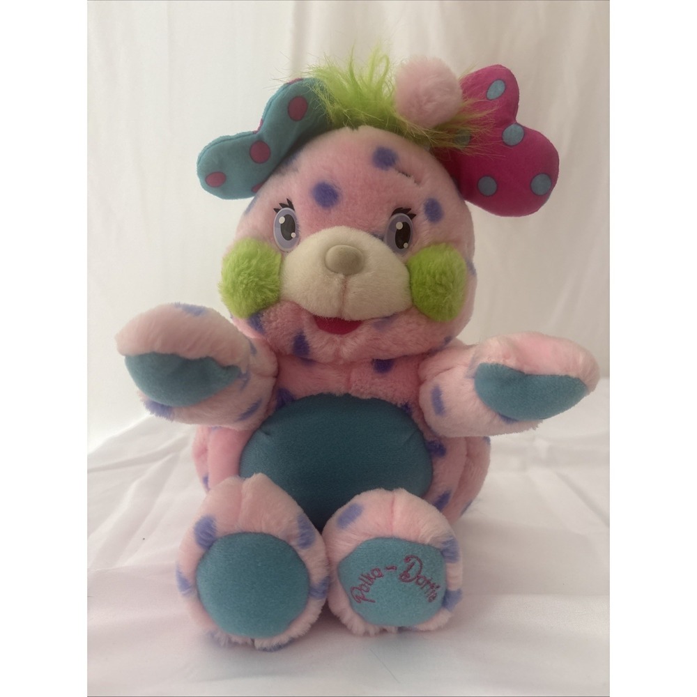 Popples Polka Dottie Stuffed Plush Toy 12in Pink Purple Dots VTG 2001 Toymax